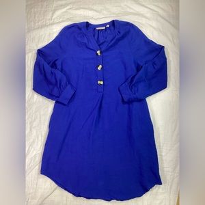 Soft Surroundings Souk Shirt Dress With Pockets Ocean Blue Small
